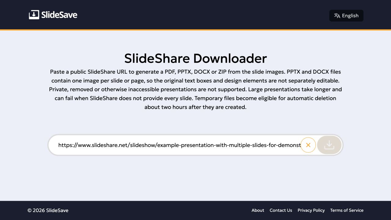 Paste the SlideShare URL — SlideShare Downloader
